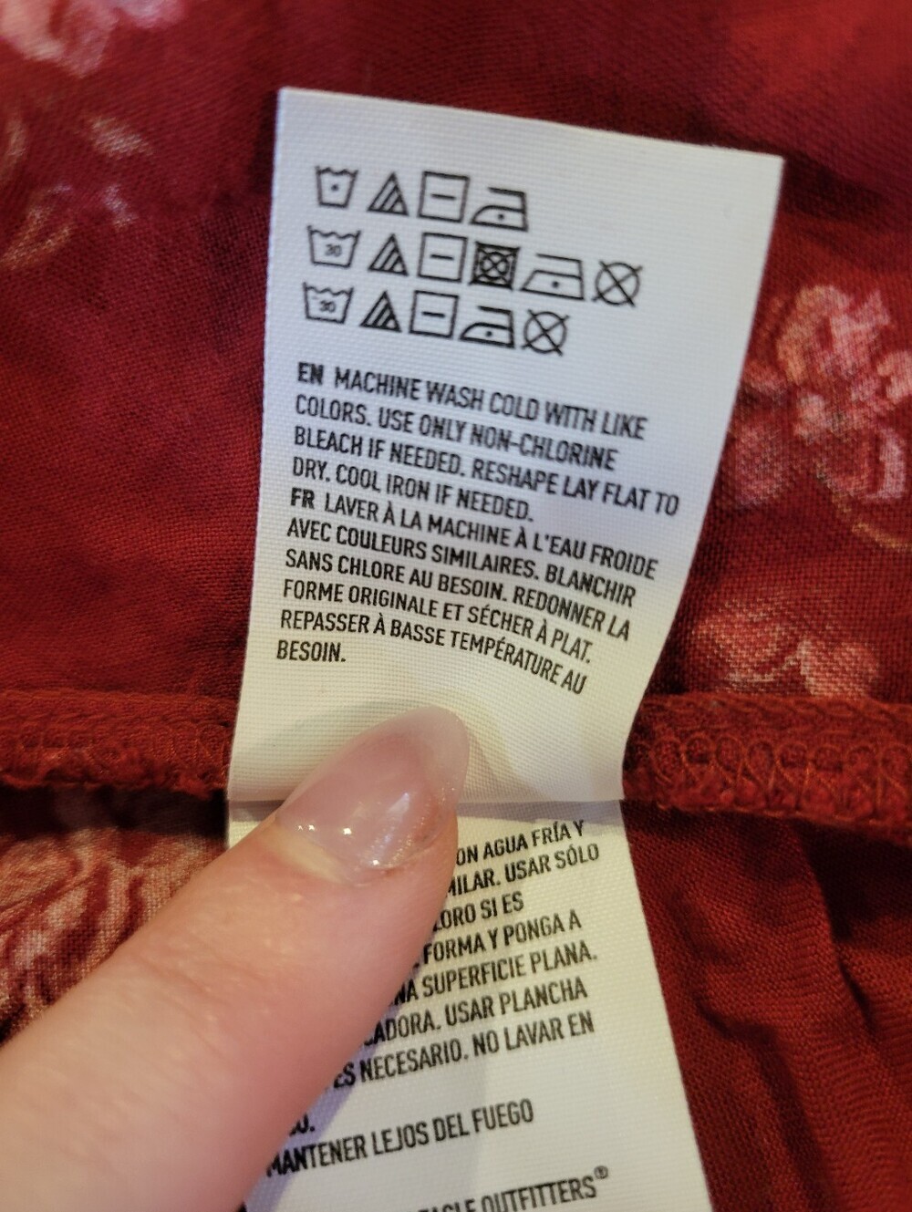 American Eagle Red Floral Button Front Maxi Skirt - Picture 8 of 8